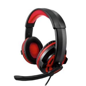 nyko ns-2600 wired headset for nintendo switch, switch oled & switch lite - lightweight headphones w/ adjustable microphone - compatible w/ pc, ps4 & ps5 - nintendo switch accessories (black and red)