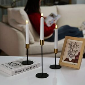 5plots White Flameless Taper Candles with Remote, Timer, Roman Column Led Taper Candles Battery Operated, Led Candlesticks with 3D Flame, 6 Flameless Taper Candles Flickering for Home Christmas Decor
