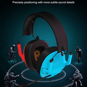 SENZER SG500 Surround Sound Pro Gaming Headset with Noise Cancelling Microphone - Detachable Memory Foam Ear Pads - Portable Foldable Headphones for PC, PS4, PS5, Xbox One, Switch - Red&Blue