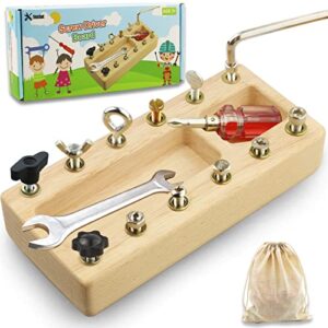 inslat montessori screwdriver board set, wooden montessori toys for 3 4 5 year old kids, educational screw board sensory learning toys stem fine motor skills toys