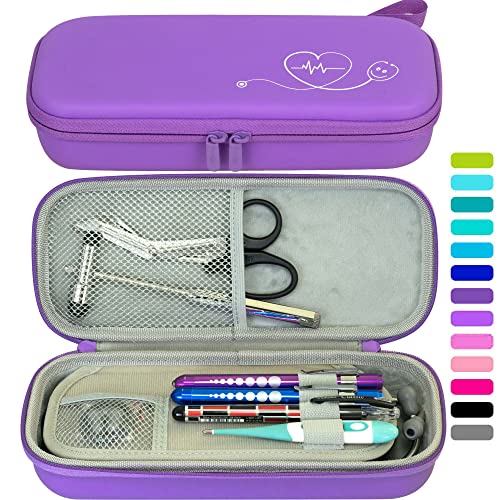 ButterFox Premium Stethoscope Case with Divider and ID Slot for 3M Littmann Classic III, Cardiology IV Diagnostic and More Stethoscopes with Pocket for Nurse Accessories (Purple)