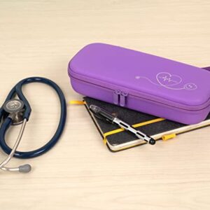 ButterFox Premium Stethoscope Case with Divider and ID Slot for 3M Littmann Classic III, Cardiology IV Diagnostic and More Stethoscopes with Pocket for Nurse Accessories (Purple)