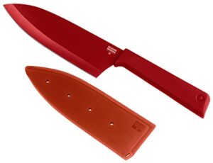 kuhn rikon color plus santoku knife, large, red