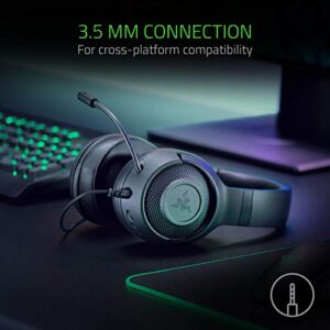 Razer Kraken X Ultralight Gaming Headset: 7.1 Surround Sound - Lightweight Aluminum Frame - Bendable Cardioid Microphone - for PC, PS4, PS5, Switch, Xbox One, Xbox Series X|S, Mobile - Black