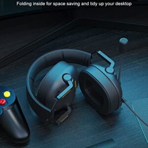 SENZER SG500 Surround Sound Pro Gaming Headset with Noise Cancelling Microphone - Detachable Memory Foam Ear Pads - Portable Foldable Headphones for PC, PS4, PS5, Xbox One, Switch - Black