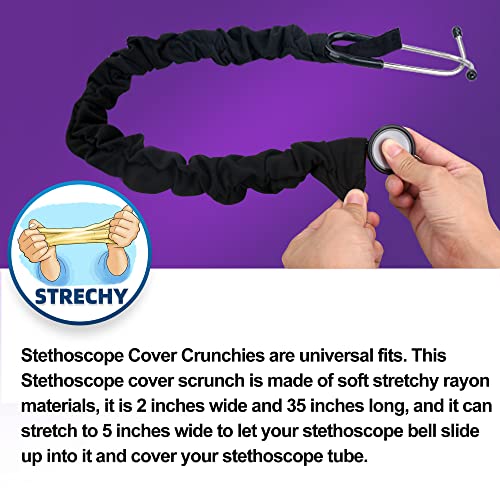 Stretchy Stethoscope Cover Scrunchie, Stretchy Slim Looking Stethoscope Sleeves Universal Fit to All Types of Stethoscopes