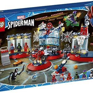 LEGO Marvel Spider-Man Attack on The Spider Lair 76175 Cool Building Toy, Featuring The Spider-Man Headquarters; Includes Spider-Man, Green Goblin and Venom Minifigures, New 2021 (466 Pieces)