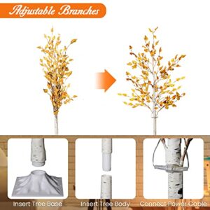 Recaceik Light Fall Maple Trees with 360 LEDs, Set of 3 Artificial Pre-Lit LED Christmas Tree Maple Leaf 4' 5' 6' for Autumn Fall Decor Halloween Thanksgiving Festival Wedding Party, White