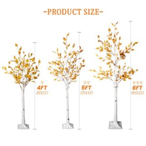 Recaceik Light Fall Maple Trees with 360 LEDs, Set of 3 Artificial Pre-Lit LED Christmas Tree Maple Leaf 4' 5' 6' for Autumn Fall Decor Halloween Thanksgiving Festival Wedding Party, White