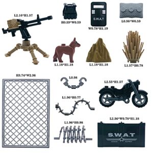 TACYILLU Weapons Pack Military Toy Swat Team Battle Building Blocks Set Combat Weapon Guns Accessories Pack Motorcycles Mini Figures kit for Boys Age 6+ Gifts,Perfect Combination with Major Brands