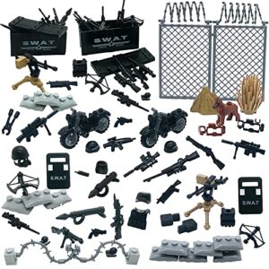 TACYILLU Weapons Pack Military Toy Swat Team Battle Building Blocks Set Combat Weapon Guns Accessories Pack Motorcycles Mini Figures kit for Boys Age 6+ Gifts,Perfect Combination with Major Brands