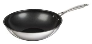 kuhn rikon allround oven-safe induction non-stick wok, 24 cm, stainless steel, silver