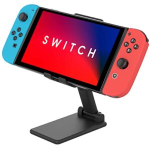 talk works nintendo switch stand - folding tabletop and desktop stand display holder compatible with nintendo switch - adjustable viewing angle and sturdy base with non-slip pad - black