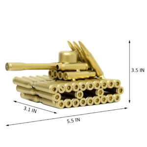 JCNART Metal Vintage Bullet Shell Casing Tank Statue for Office Home Desktop Sculpture Farmhouse Christmas Holiday Décor (M-Size)