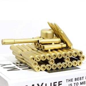 JCNART Metal Vintage Bullet Shell Casing Tank Statue for Office Home Desktop Sculpture Farmhouse Christmas Holiday Décor (M-Size)