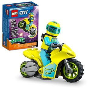 lego city stuntz cyber stunt bike 60358, flywheel-powered motorbike toy to perform jumps and tricks, action toys for boys and girls ages 5 plus, extension set