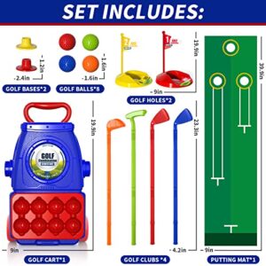 Bennol Toddler Golf Set Toys for Kids, Upgraded Kids Golf Cart Toys Sets with 4 Golf Sticks, 8 Balls and 1 Mat, Indoor & Outdoor Golf Toys for 3 4 5 6 Year Old Boys Girls Toddlers