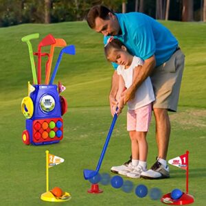 Bennol Toddler Golf Set Toys for Kids, Upgraded Kids Golf Cart Toys Sets with 4 Golf Sticks, 8 Balls and 1 Mat, Indoor & Outdoor Golf Toys for 3 4 5 6 Year Old Boys Girls Toddlers