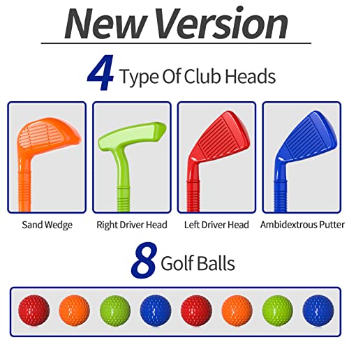 Bennol Toddler Golf Set Toys for Kids, Upgraded Kids Golf Cart Toys Sets with 4 Golf Sticks, 8 Balls and 1 Mat, Indoor & Outdoor Golf Toys for 3 4 5 6 Year Old Boys Girls Toddlers