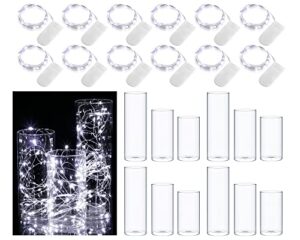 clear glass vases cylinder vases for centerpieces and 10 ft 30 led white fairy lights battery operated mini string lights for jar diy wedding party home table christmas decor (4 set)