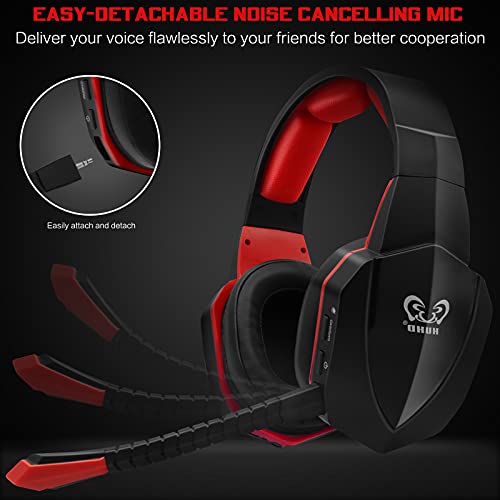 Wireless Gaming Headset Headphones for Nintendo Switch PS5 PS4 PC, 2.4GHz USB Wireless Gamer Headphones for Computer with Detachable Noise Canceling Microphone