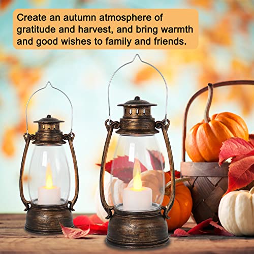 Reperla Vintage Remote Lantern Decor, 4-Pack Flickering LED Candle Lantern Good Sized Portable Lantern Indoor Outdoor Hanging Lanterns for Wedding Centerpiece,Halloween,Christmas,Farmhouse Decorative