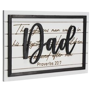 dad gifts from daughter son - birthday gifts for dad, christmas gifts, christian gifts for father, religious gifts for men, wooden decorative sign plaque, proverbs 20:7