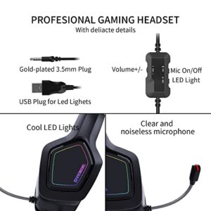 Shuomeng Gaming Headset Headphones with Microphone, SM-H1BK 3.5mm Audio Jack Over Ear Black Headphones Wired for PC Switch Playstation Xbox PS5 Laptop