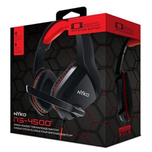 Nyko Ns-4500 Wired Headset for Nintendo Switch - Lightweight Headphones w/Adjustable Microphone - Compatible w/ PS4, PS5, Xbox One, Xbox X/S & Switch - Nintendo Switch Accessories (Black/Red)