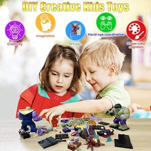 Mini Figures for Building Blocks Kit, 10 PCS Superhero Minifigures Stuffers Set with Bases, Action Figures Toys Gifts for Birthday, Christmas, Easter, Children's Day for Superhero Fans Kids Boys Girls