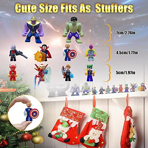 Mini Figures for Building Blocks Kit, 10 PCS Superhero Minifigures Stuffers Set with Bases, Action Figures Toys Gifts for Birthday, Christmas, Easter, Children's Day for Superhero Fans Kids Boys Girls