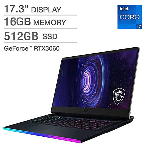 MSI GE76 Raider Gaming Laptop Intel Core i7-11800H, GeForce RTX 3060, 17.3" FHD 144HZ, 16GB RAM 512GB NVMe SSD, Wi-Fi6, Windows 10