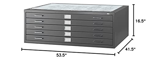 Safco Products Flat File for 48" W x 36" D Documents, 5-Drawer (Additional Options Sold Separately), Black