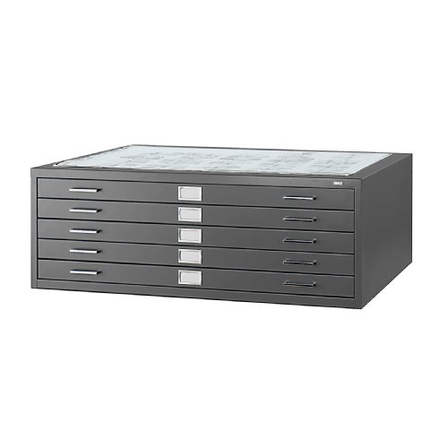 Safco Products Flat File for 48" W x 36" D Documents, 5-Drawer (Additional Options Sold Separately), Black