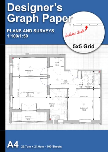 Designers A4 Graph Paper (5x5 Grid-Scale 1:100/1:50): Plan, Survey and Sketching for all Architectural and Engineering Designers. Also suitable for occasional users.