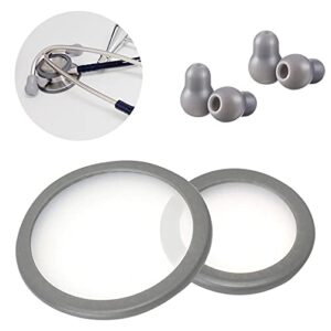 replacement accessories kit fits classic 3 cardiology 3 & cardiology 4 stethoscope for littman stethoscope replacement parts & stethoscope bell cover diaphragm and eartips earbud replacement parts. (grey)