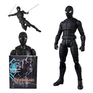 SHFiguarts Spider Man Far from Home Peter Parker Black Spiderman Stealth Suit 5"/14 cm Joints Moveable Action Figure Collectable Model Ornaments Toy Box Set