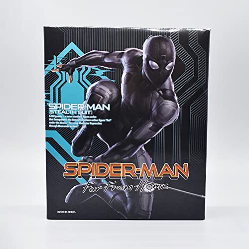 SHFiguarts Spider Man Far from Home Peter Parker Black Spiderman Stealth Suit 5"/14 cm Joints Moveable Action Figure Collectable Model Ornaments Toy Box Set