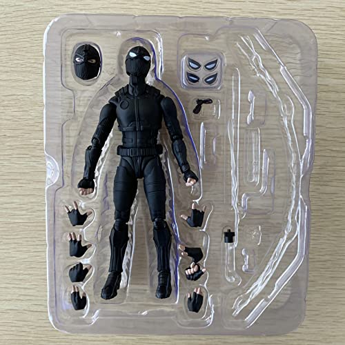 SHFiguarts Spider Man Far from Home Peter Parker Black Spiderman Stealth Suit 5"/14 cm Joints Moveable Action Figure Collectable Model Ornaments Toy Box Set