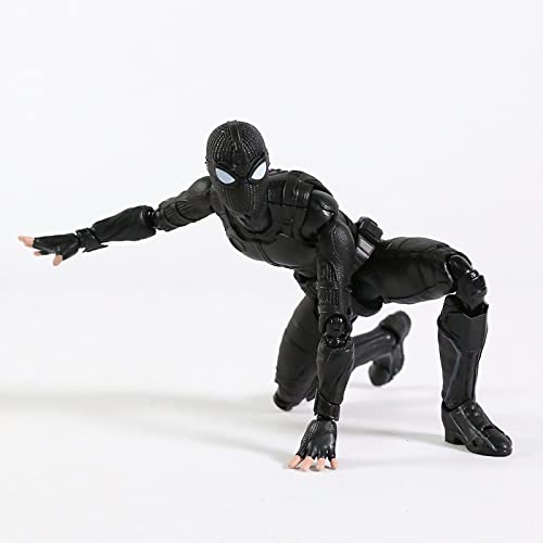 SHFiguarts Spider Man Far from Home Peter Parker Black Spiderman Stealth Suit 5"/14 cm Joints Moveable Action Figure Collectable Model Ornaments Toy Box Set