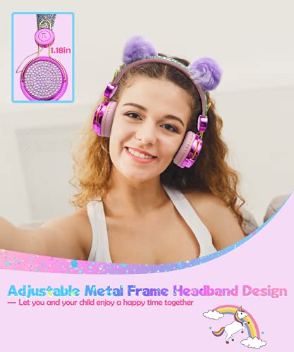 SVYHUOK Unicorn Kids Bluetooth Headphones for Girls,Teens,Boys,Wireless Cat Headset for Smartphones Tablet Laptop PC TV,with Mic and Adjustable Headband,Perfect for Birthday and Xmas Gifts.