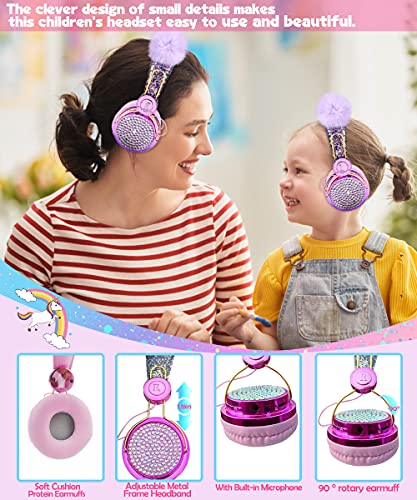 SVYHUOK Unicorn Kids Bluetooth Headphones for Girls,Teens,Boys,Wireless Cat Headset for Smartphones Tablet Laptop PC TV,with Mic and Adjustable Headband,Perfect for Birthday and Xmas Gifts.