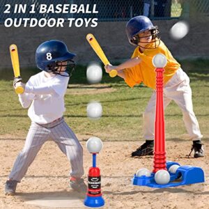 Bennol T Ball Set Toys For Kids 3-5 5-8, Kids Baseball Tee For Boys Toddlers Includes 6 Balls, Auto Ball Launcher, Outdoor Outside Sports Tee Ball Set Toys Gifts For 3 4 5 6 Year Old Boys Toddler Kids