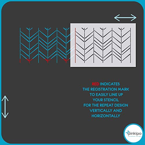 PINKIPO® 【2 Pack】, HERRINGBONE Shuffle, Large WALL STENCIL, Modern Geometric Wall Stencils for Painting, Stencils For Walls, Chevron Wall Stencil Pattern