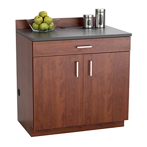 Safco Products 1701MH Modular Hospitality Breakroom Base Cabinet, 2 Doors/1 Drawer/1 Adjustable Shelf, Mahogany Base/Rustic Slate Top