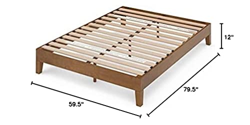 ZINUS Alexis Deluxe Wood Platform Bed Frame / Solid Wood Foundation / No Box Spring Needed / Wood Slat Support / Easy Assembly, Rustic Pine, Queen