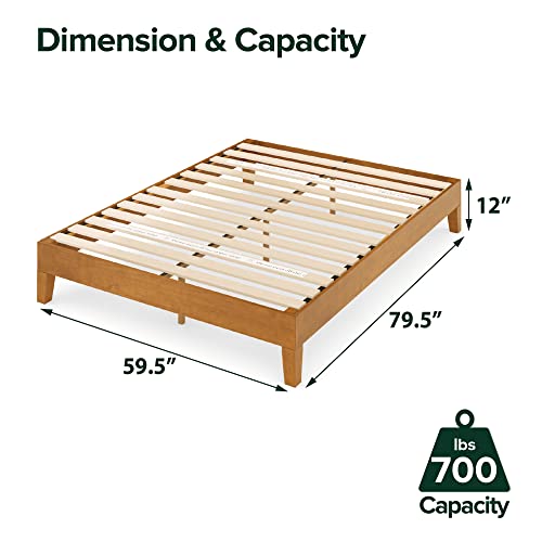 ZINUS Alexis Deluxe Wood Platform Bed Frame / Solid Wood Foundation / No Box Spring Needed / Wood Slat Support / Easy Assembly, Rustic Pine, Queen