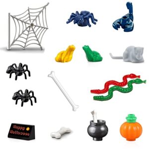 lego animals creepy crawlers critters accessory pack - spiders, frogs, snakes, bones, rat, pumpkin and more!