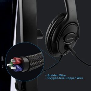 Joso Wired One Ear Headset for PS4, 3.5mm Single Ear Headphone Headset for PS5, Nintendo Switch, PC, iPad, Mac, Tablet and Phone with 3.5mm Jack, Office Business, Coach Headset, Gaming, Remote Work