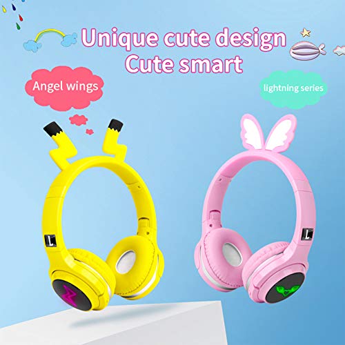 SVYHUOK Kids Wireless Bluetooth Headphones,Cute Pikachu Over-Ear Headphones with Built-in Microphone,Wireless and Wired Headset for Phones,Tablets,PC,Laptop, for Boys Girls Toddler,Yellow